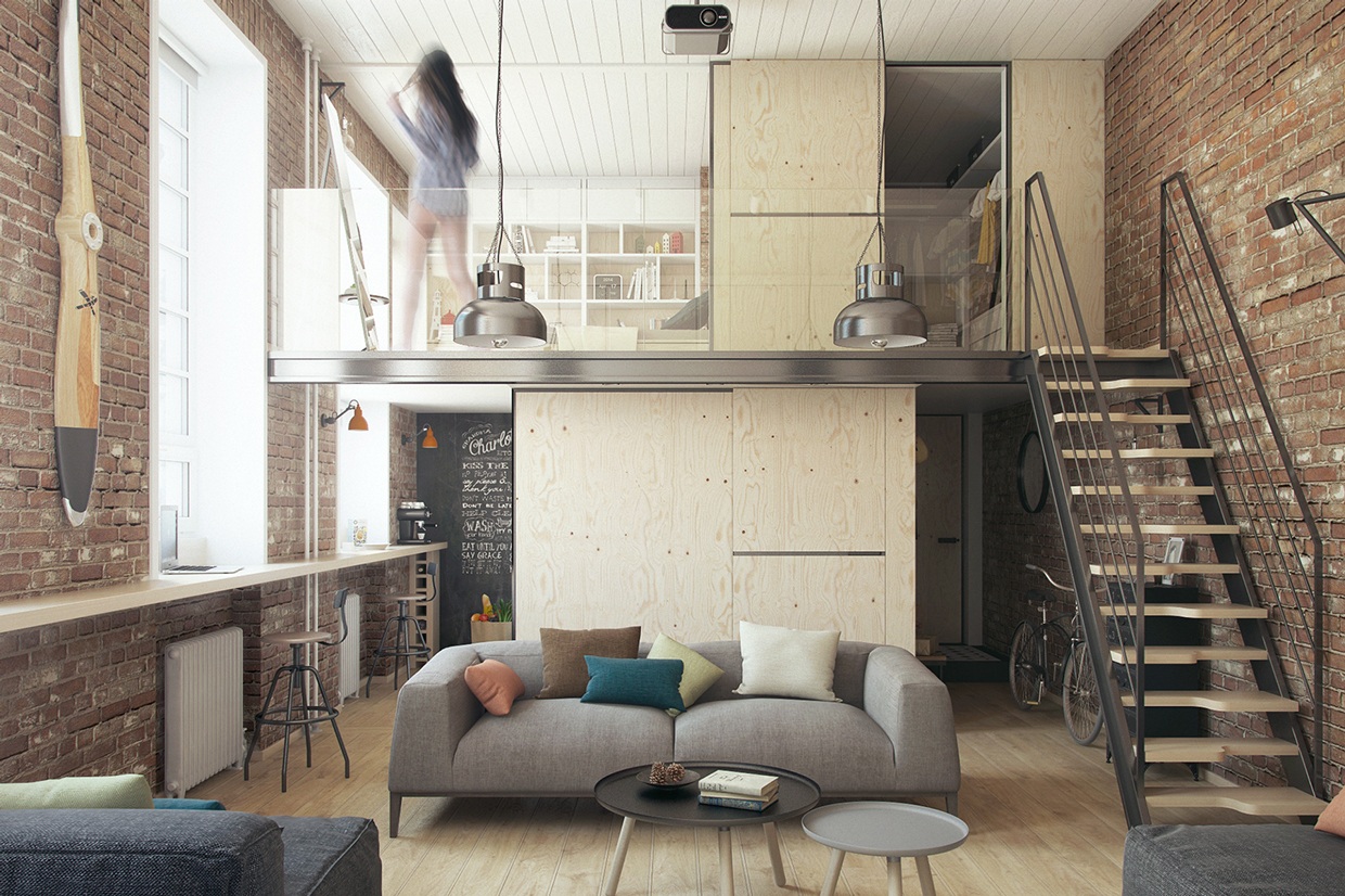 小户型Loft公寓客厅装修设计图