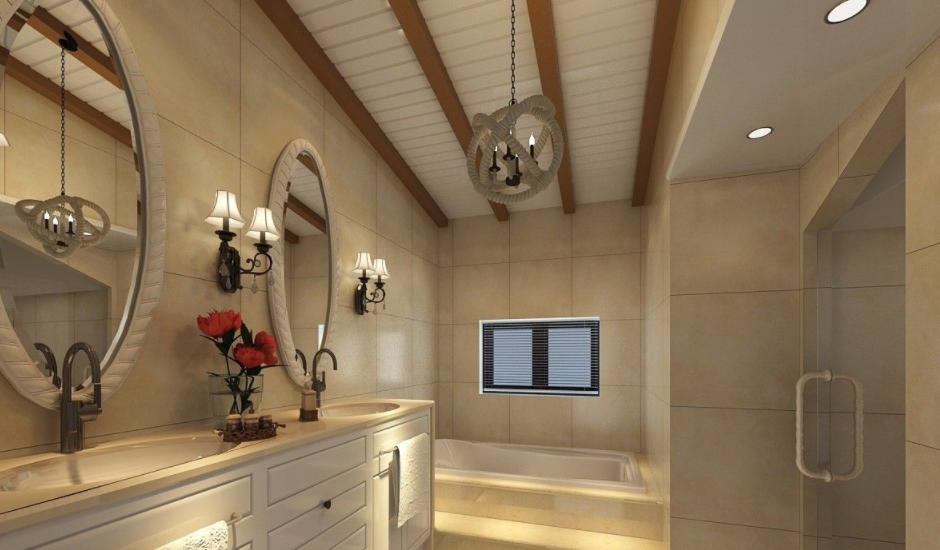 美式风格复式别墅卫生间装修设计图