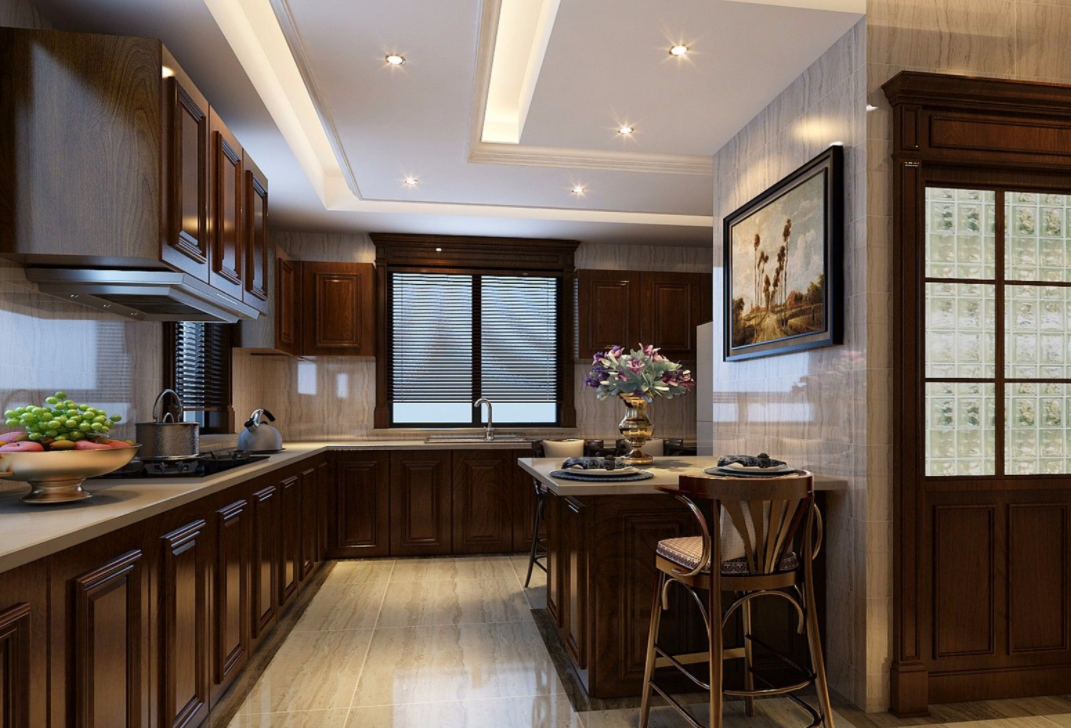 360平欧式风格别墅厨房装修设计图