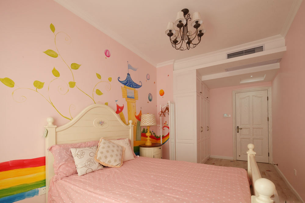 甜美粉色简约美式设计公主房效果图