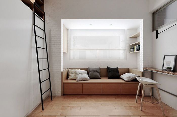 简约风格loft单身公寓客厅装修效果图