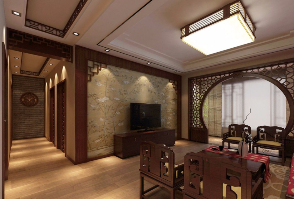 中式风格四居室客厅装修搭配图