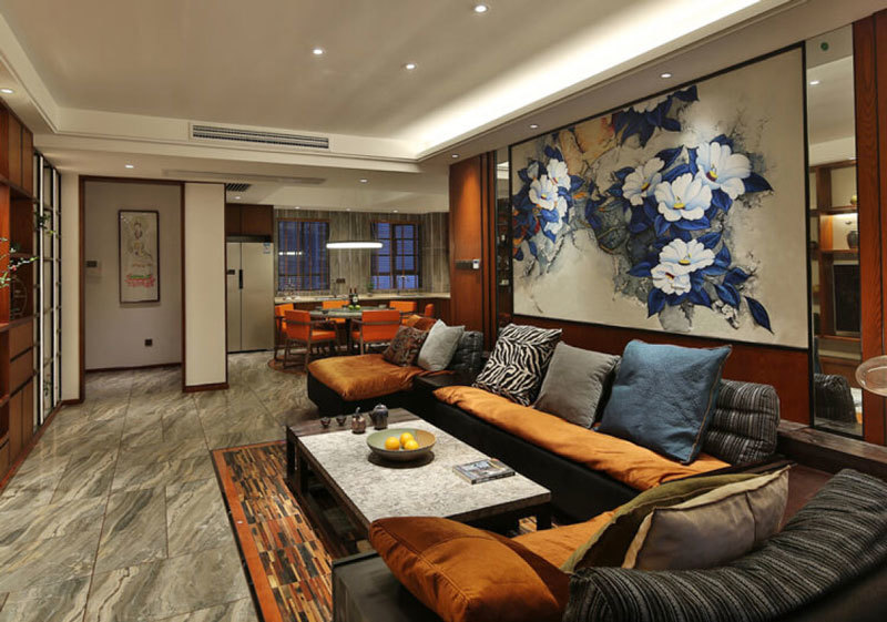 中式风格大户型客厅装饰画装修设计图
