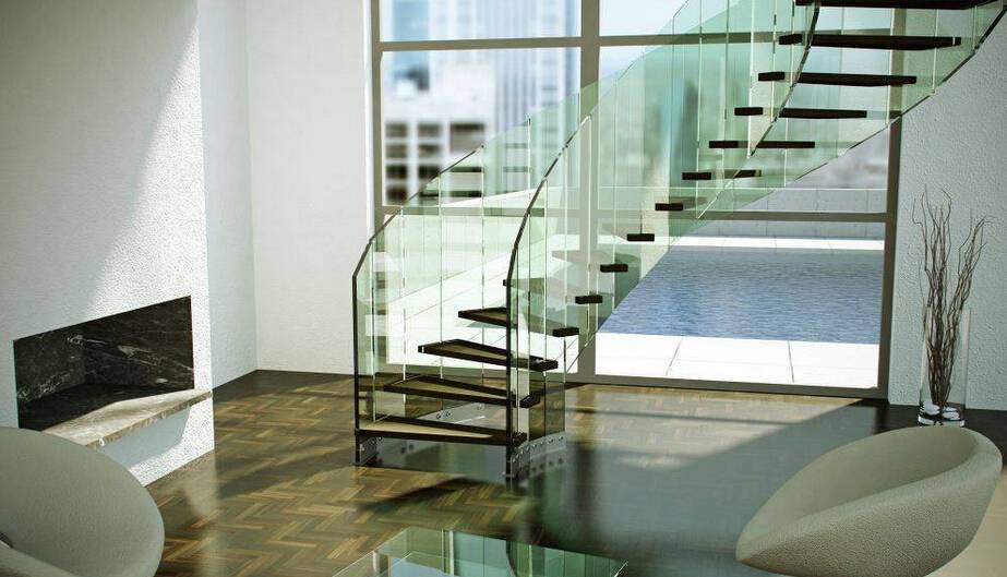 现代风格玻璃扶手楼梯装修设计图