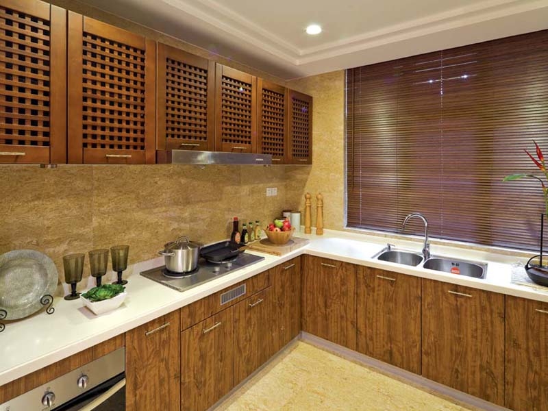 自然原木东南亚风格厨房装修设计图